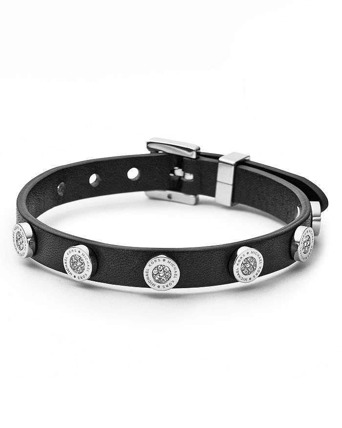 Michael kors online black leather bracelet