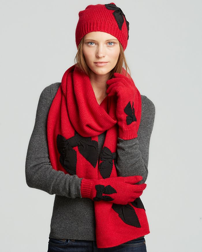 kate spade new york Stitched Bow Slouchy Beanie, Scarf & Tech Gloves