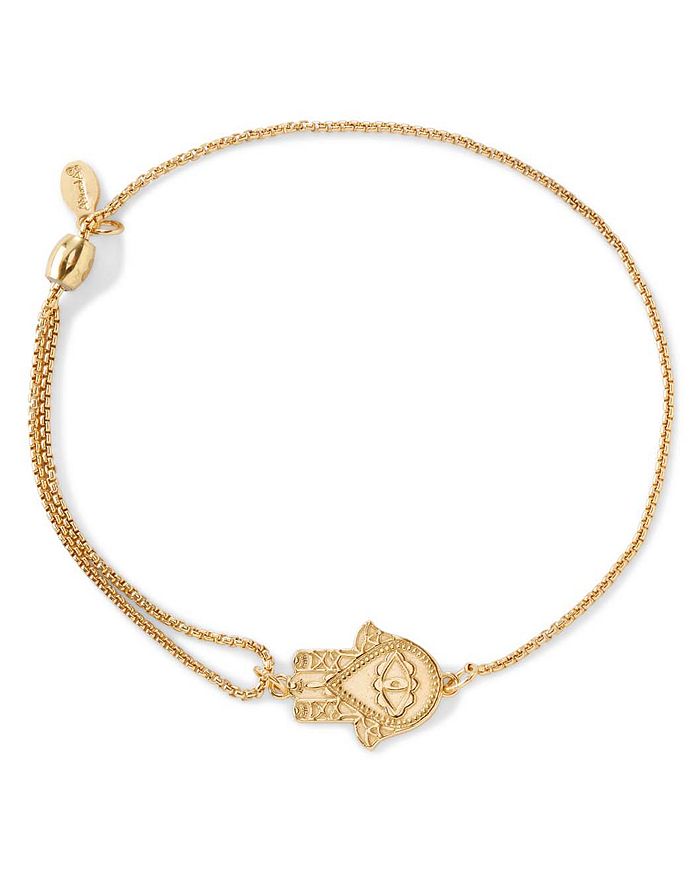 Alex And Ani Precious Metals Symbolic Hand Of Fatima Pull Chain Bracelet In Gold