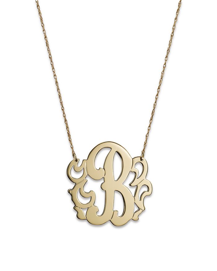 Jane Basch 14k Yellow Gold Swirly Initial Pendant Necklace, 16" In B