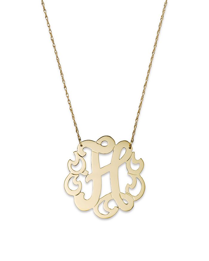 Jane Basch 14k Yellow Gold Swirly Initial Pendant Necklace, 16 In H