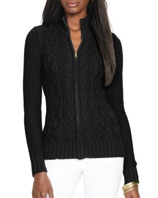 Ralph Lauren Mixed Knit Zip Cardigan Bloomingdale s