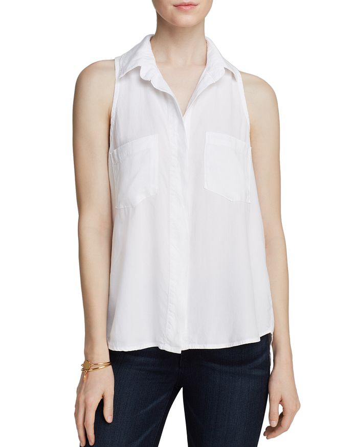 Bella Dahl Hipster Metallic Embroidered Top In White