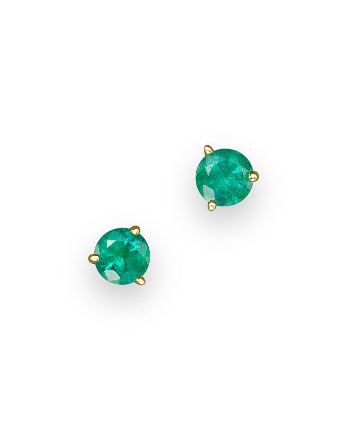Bloomingdale's Emerald Stud Earrings In 14k Yellow Gold - 100% Exclusive In Green/gold