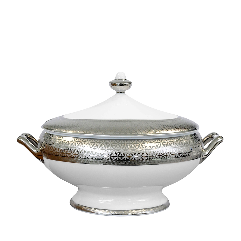 Bernardaud Divine Soup Tureen In White/platinum