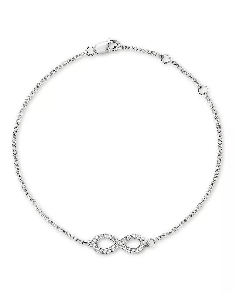 Diamond Infinity Bracelet in 14K White Gold, .15 tcw