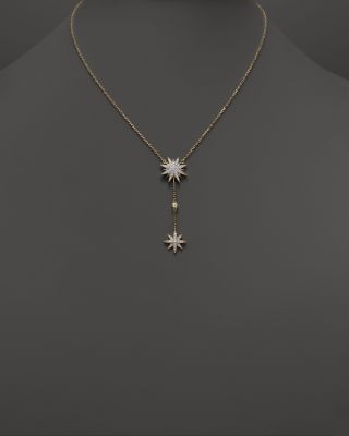 Diamond Starburst Drop Pendant Necklace in 14K Yellow Gold, .40 tcw&nbsp;- Exclusive