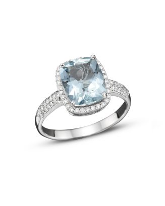 Bloomingdale's Aquamarine and Diamond Ring in 14K White Gold - 100% ...
