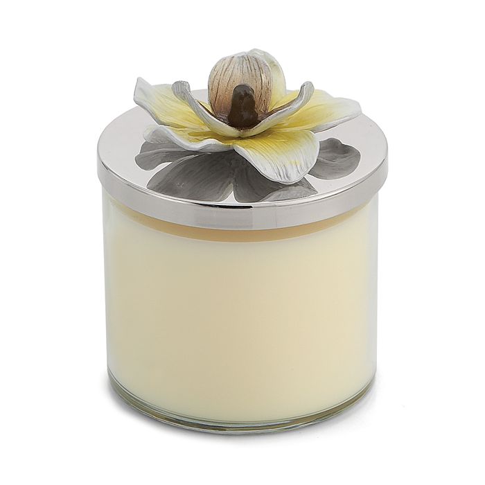 Shop Michael Aram Magnolia Candle In Silver/yellow