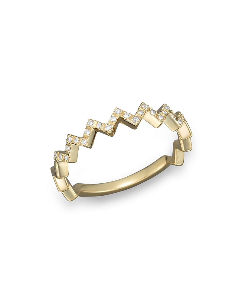 Diamond Zigzag Ring in 14K Yellow Gold, 0.10 tcw