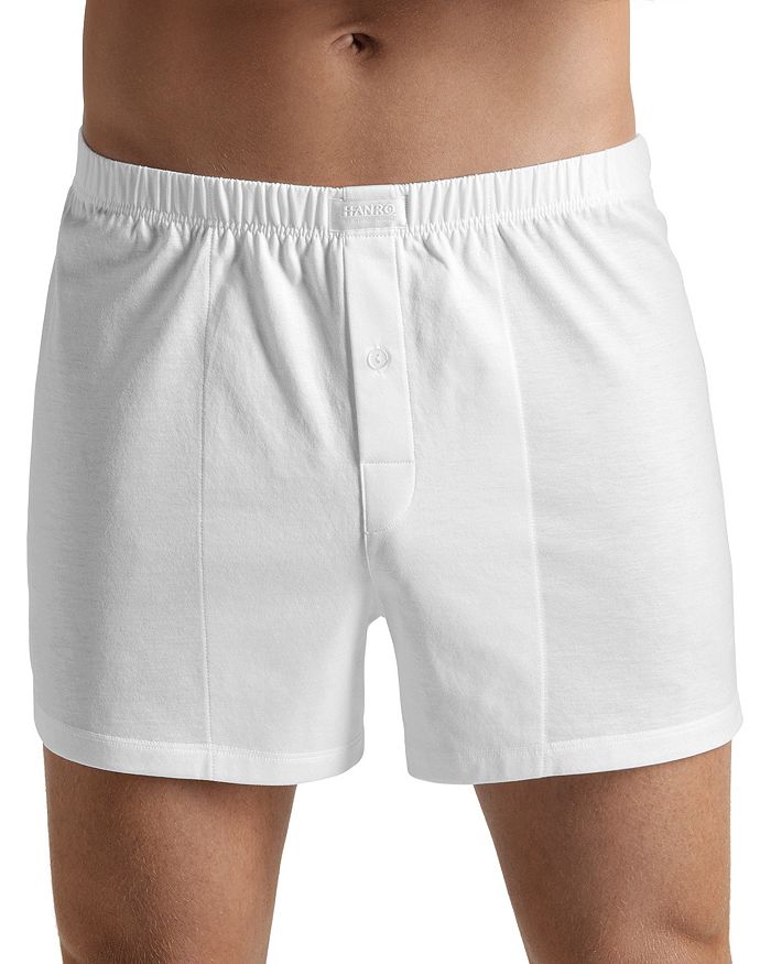 Shop Hanro Cotton Sporty Button Fly Boxers In White