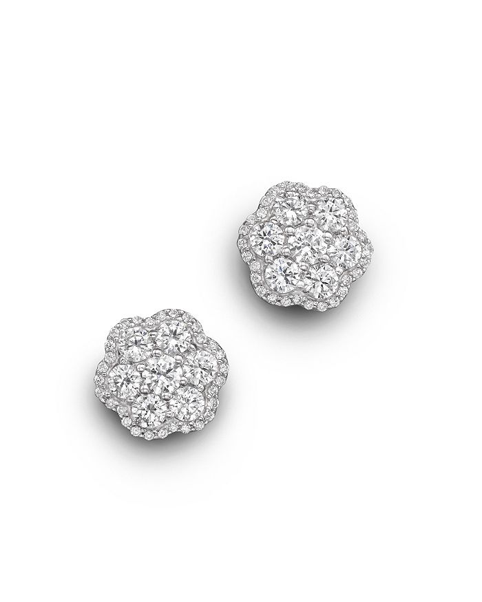 Bloomingdale's Diamond Flower Cluster Stud Earrings In 14k White Gold, 2.25 Ct. T.w.