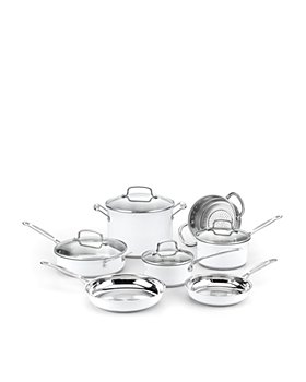 Cuisinart - 11-Piece Chef's Classic Cookware Set, Stainless Steel & White - 100% Exclusive