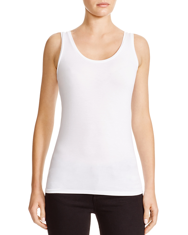 Majestic Scoop Neck Cotton Tank Top In White