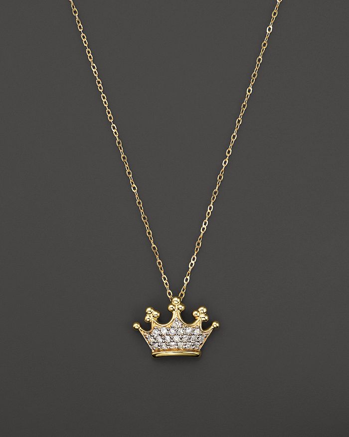Bloomingdale s Diamond Crown Pendant Necklace in 14K Yellow Gold