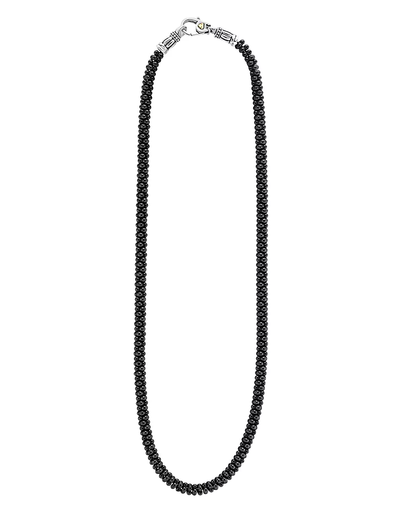 Lagos Ceramic, Sterling Silver & 18K Yellow Gold Black Caviar Necklace, 18