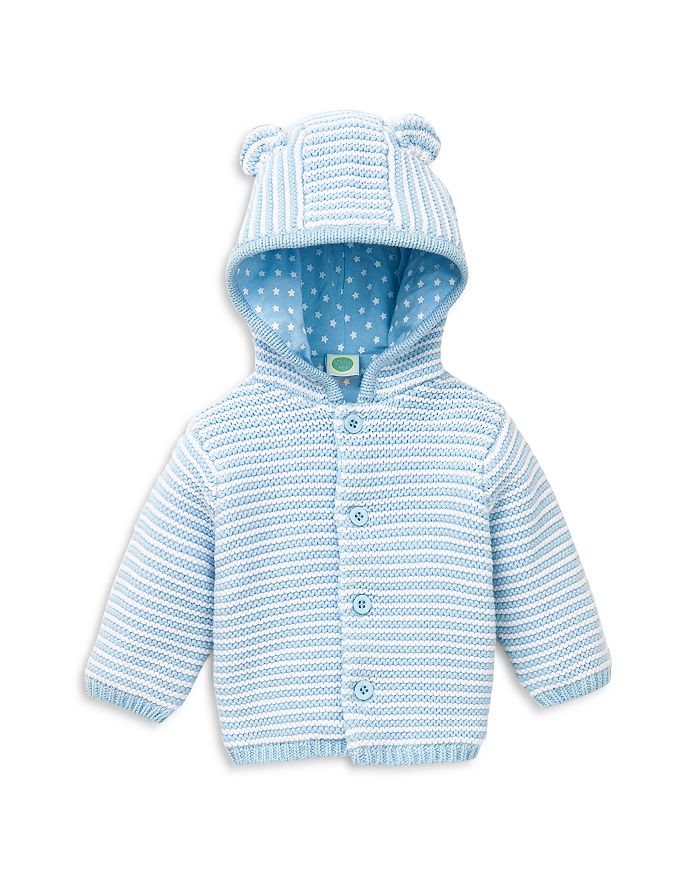 Little Me Boys' Striped Hooded Cardigan - Baby In Blue