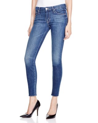 mother frayed ankle jeans