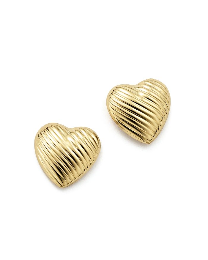 Bloomingdale's 14k Yellow Gold Medium Heart Stud Earrings - 100% Exclusive