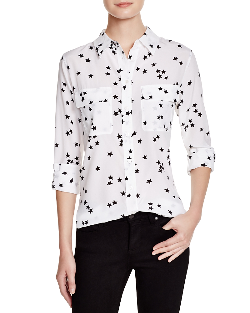 Shop Equipment Slim Signature Silk Shirt In Bright White