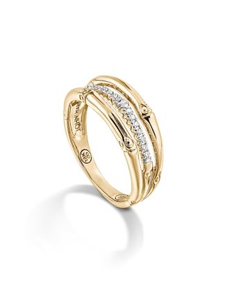 JOHN HARDY Bamboo 18K Yellow Gold Diamond Pavé Ring | Bloomingdale's