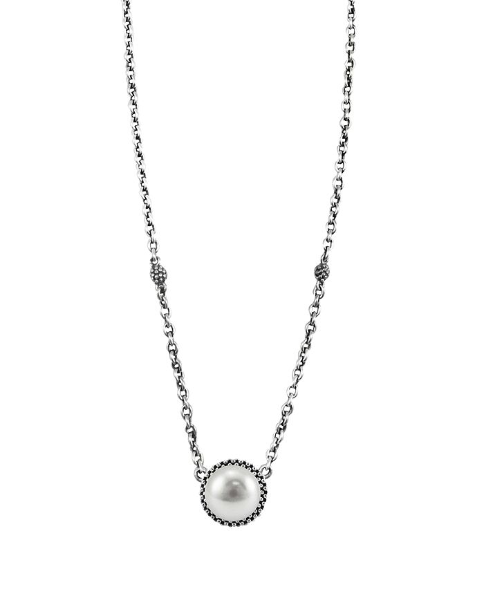 Shop Lagos Luna Sterling Silver & Cultured Freshwater Pearl Pendant Necklace, 16 In White/silver
