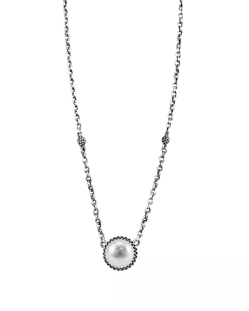Lagos Luna Sterling Silver & Cultured Freshwater Pearl Pendant Necklace, 16