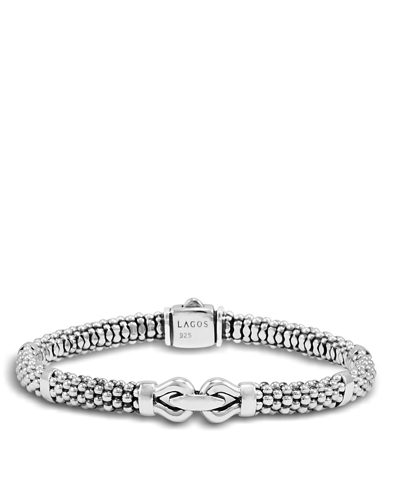 Lagos Derby Small Buckle Sterling Silver Caviar Bracelet