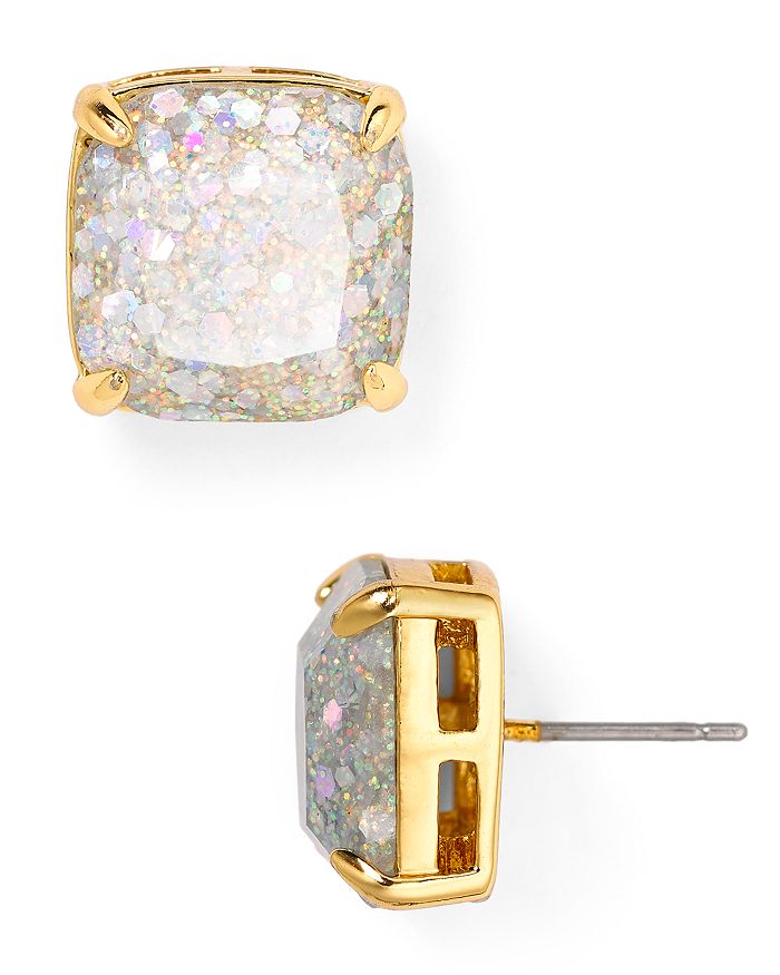 Shop Kate Spade New York Small Square Glitter Stud Earrings In Opal Glitter