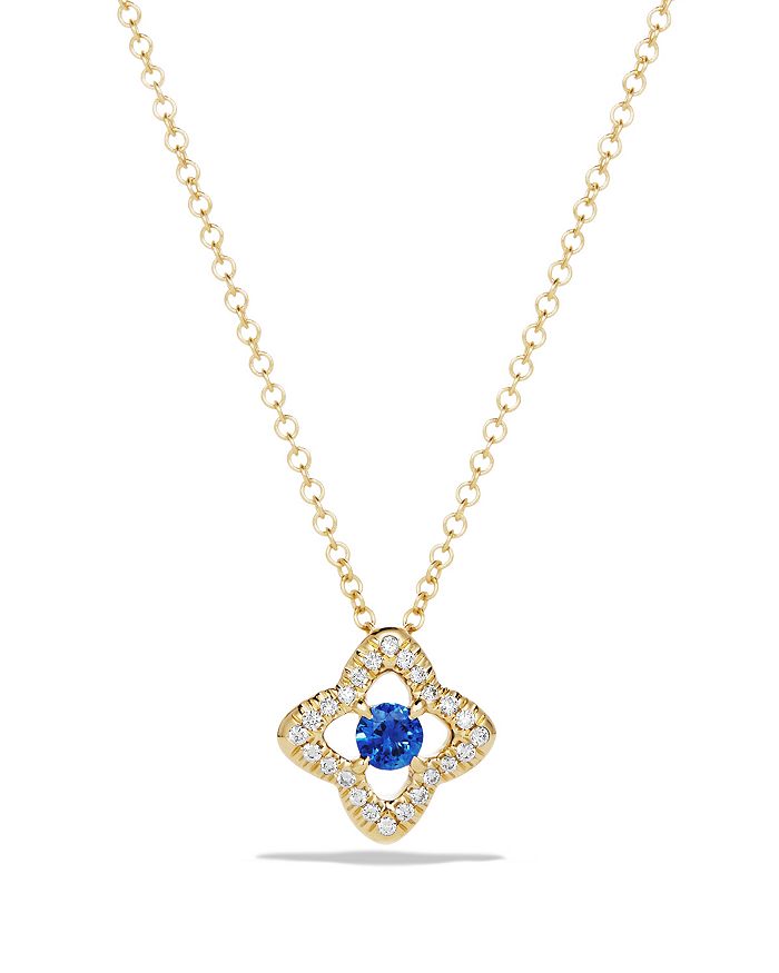 DAVID YURMAN VENETIAN QUATREFOIL NECKLACE WITH BLUE SAPPHIRE AND DIAMONDS IN 18K GOLD,N12569D88ABSDI18