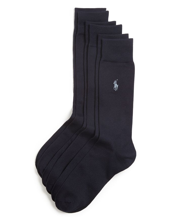 Shop Polo Ralph Lauren Solid Dress Socks, Pack Of 3 In Navy
