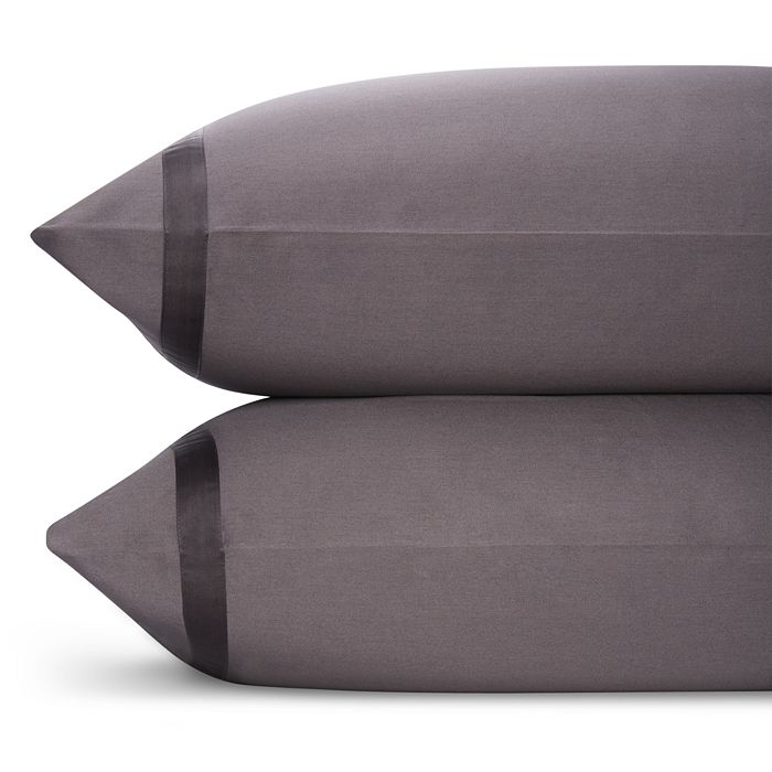 Shop Matouk Nocturne Sateen Standard Pillowcase, Pair In Charcoal