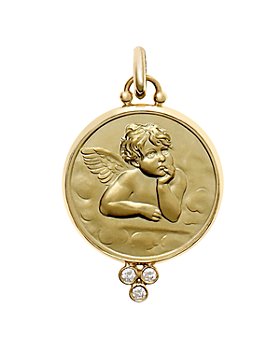 Temple St. Clair - 18K Gold 16mm Angel Pendant with Diamonds 