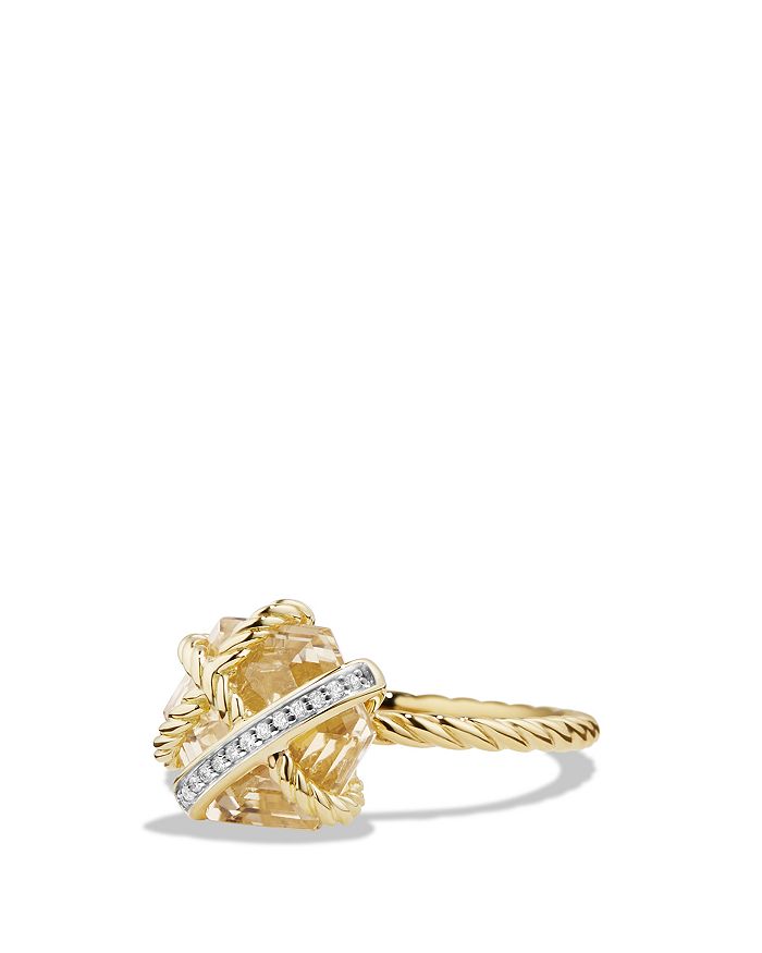 David Yurman Cable Wrap Ring with Champagne Citrine & Diamonds in