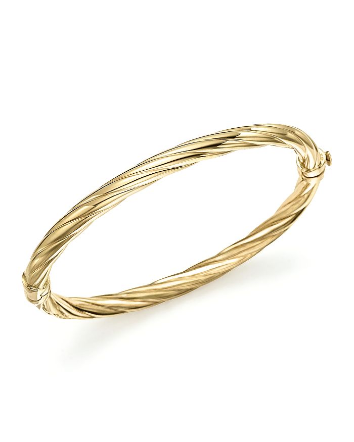 Bloomingdale's 14K Yellow Gold Twisted Hinge Bangle - 100% Exclusive ...
