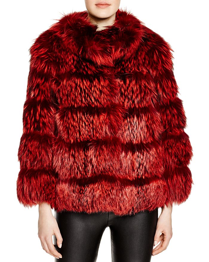 Maximilian Furs Maximilian Nafa Fox Fur Coat In Red ModeSens