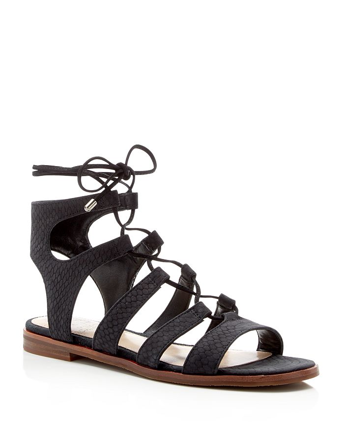 VINCE CAMUTO - Tany Snake-Embossed Gladiator Lace Up Flat Sandals