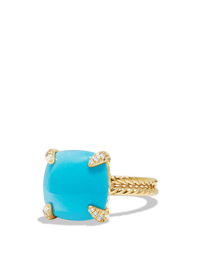 DAVID YURMAN CHATELAINE RING WITH TURQUOISE AND DIAMONDS IN 18K GOLD,R12742D88DTQDI7