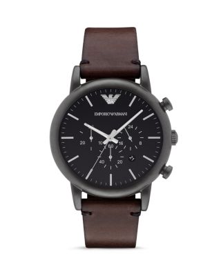 Armani - Quartz Chronograph Brown Leather Watch, 46 mm