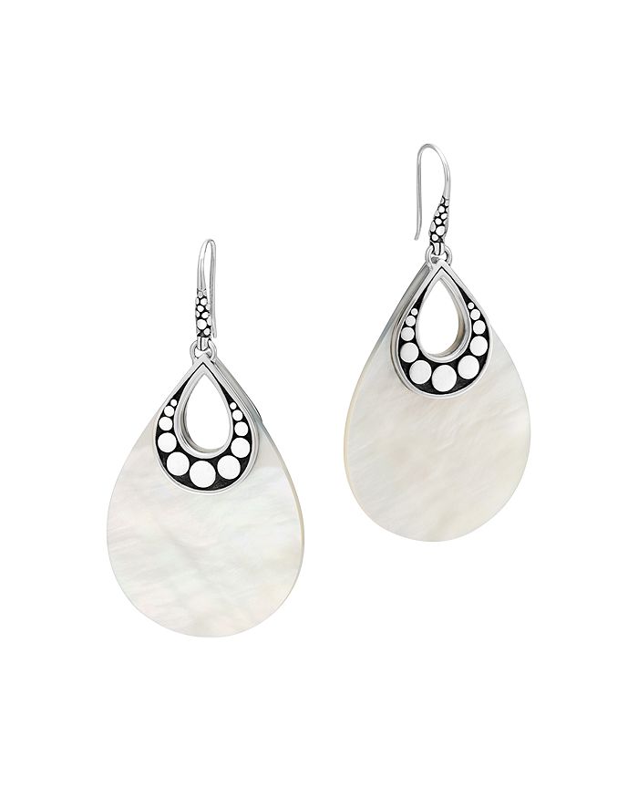 Shop John Hardy Sterling Silver Dot Drop Earrings With Mother-of-pearl In White/silver
