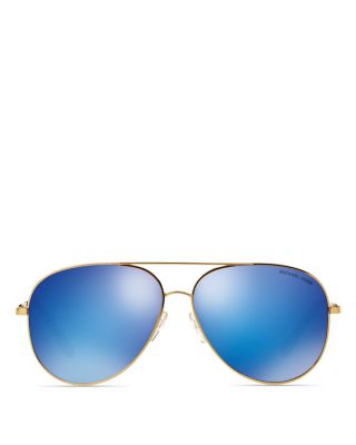 michael kors blue mirrored aviator sunglasses