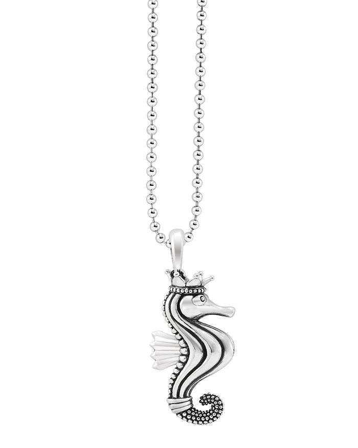 Shop Lagos Sterling Silver Rare Wonders Seahorse Pendant Necklace, 34