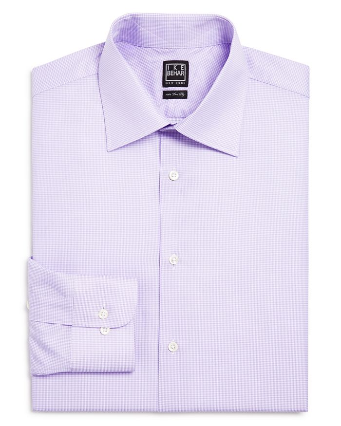Ike Behar Mini Box Check Classic Fit Dress Shirt In Purple