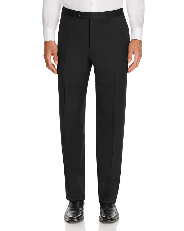 Canali Siena Wool Classic Fit Dress Trousers In Black