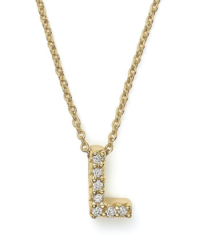Shop Roberto Coin 18k Yellow Gold And Diamond Initial Love Letter Pendant Necklace, 16