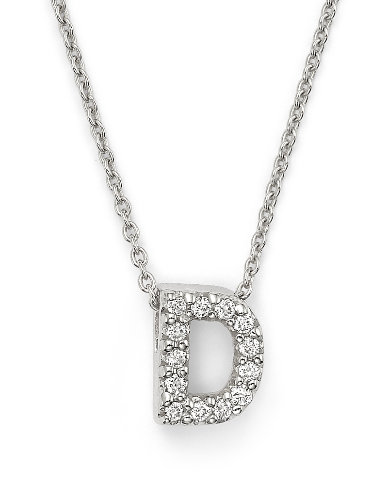 Roberto Coin 18K White Gold Initial Love Letter Pendant Necklace with Diamonds, 16