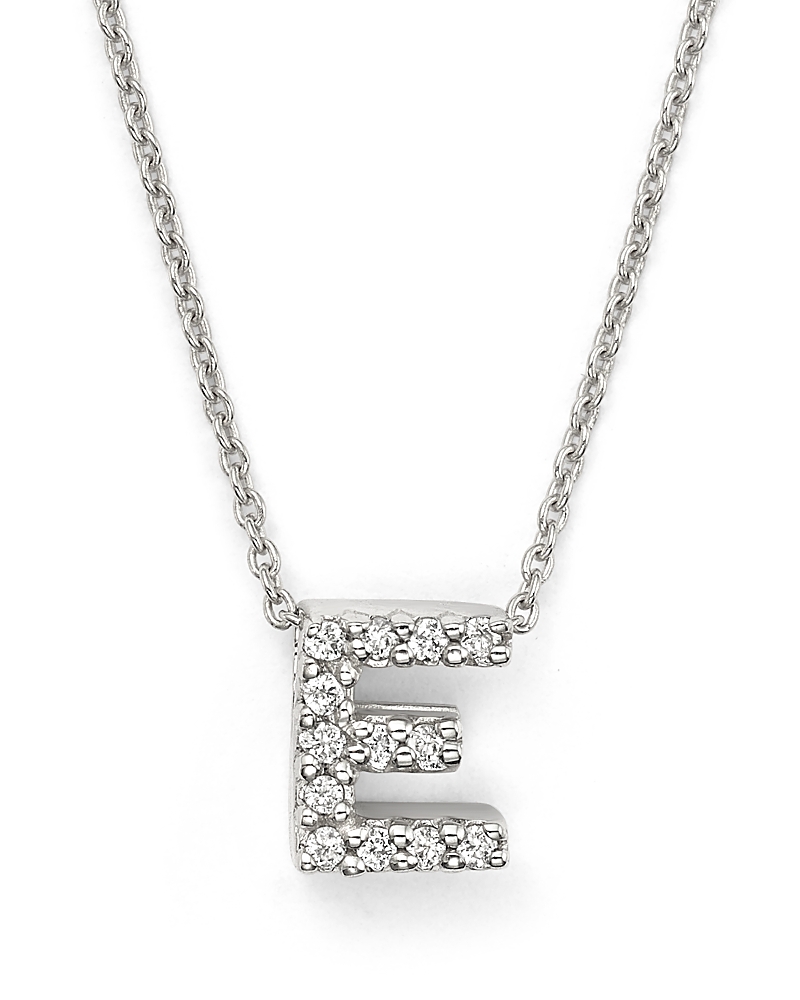 Roberto Coin 18K White Gold Initial Love Letter Pendant Necklace with Diamonds, 16