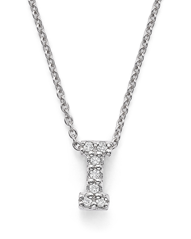 Roberto Coin 18K White Gold Initial Love Letter Pendant Necklace with Diamonds, 16