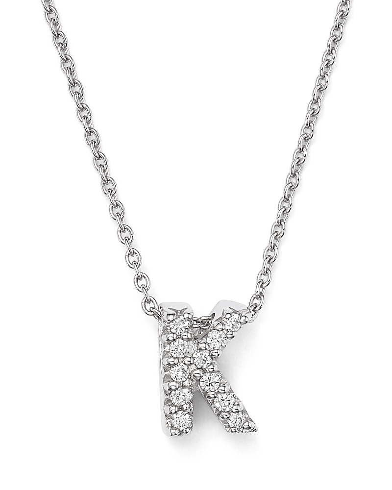 Roberto Coin 18K White Gold Initial Love Letter Pendant Necklace with Diamonds, 16