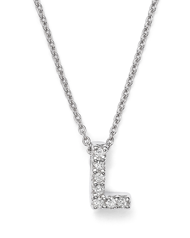Roberto Coin 18K White Gold Initial Love Letter Pendant Necklace with Diamonds, 16